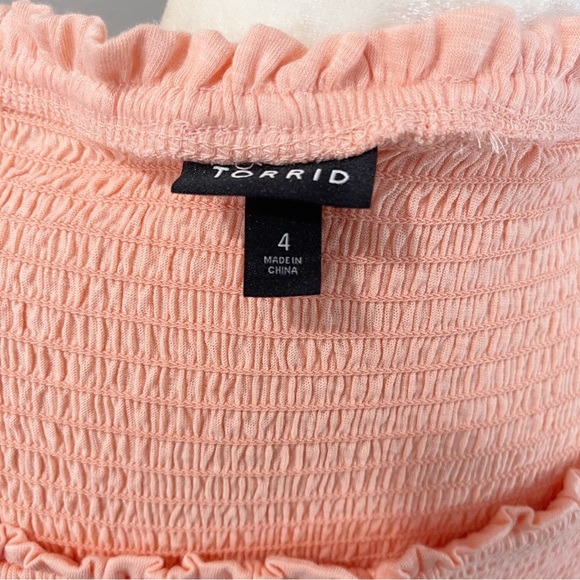 Torrid Woman’s Ruffle Babydoll Peach Shirt Top Blouse Bell Sleeve Size 4 - Picture 4 of 5